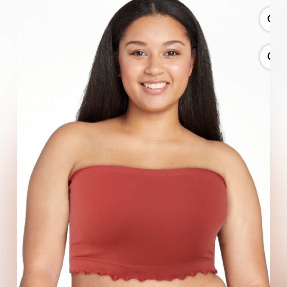 🌺 No Boundaries Women’s Clay Brick Lettuce Hem Bandeau Bra Top NWT Size Large